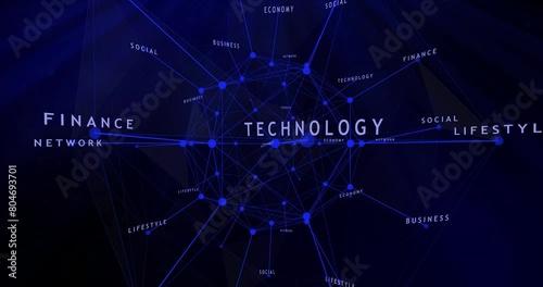 Network connection with category, blue collor decorated with light effect, 4k animation footage photo