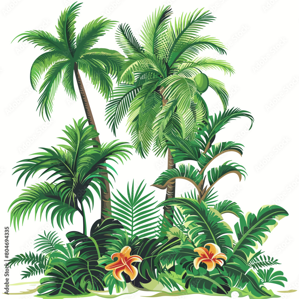 vector plant of the tropics on a white background. Generative AI vector plant of the tropics on a white background. Generative AI