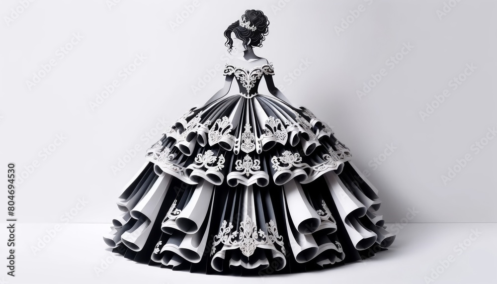 Opulent Ball Gown in Layered Paper Art Opulent Ball Gown in Layered Paper Art