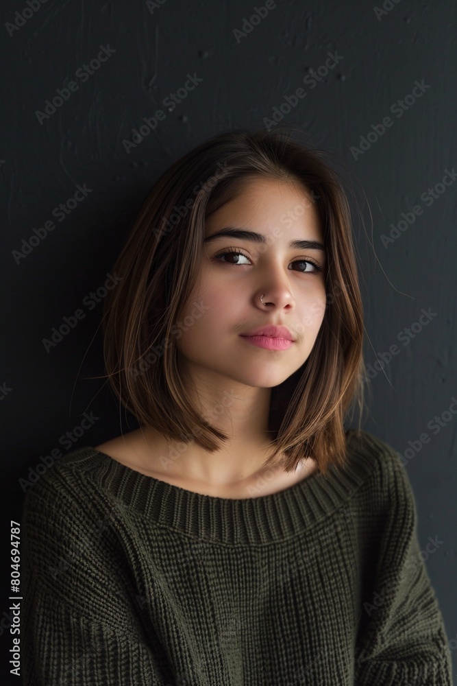a mexican teenage girl with brown straight hair and shoulder-length hair a mexican teenage girl with brown straight hair and shoulder-length hair