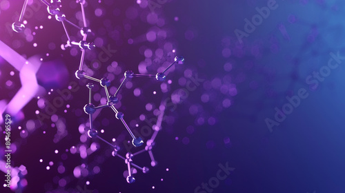 Dark purple to midnight blue gradient with high-tech tiny molecular designs polygons intricately connected, floating in a gradient space, reflecting the essence of modern science.
