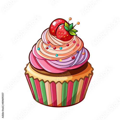 Delicious colorful cupcake and cream on top