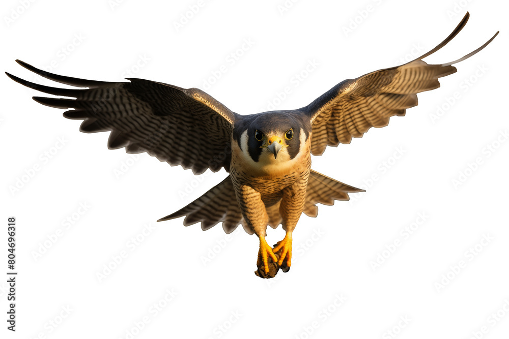 Obraz premium Peregrine Falcon in Flight on Transparent Background