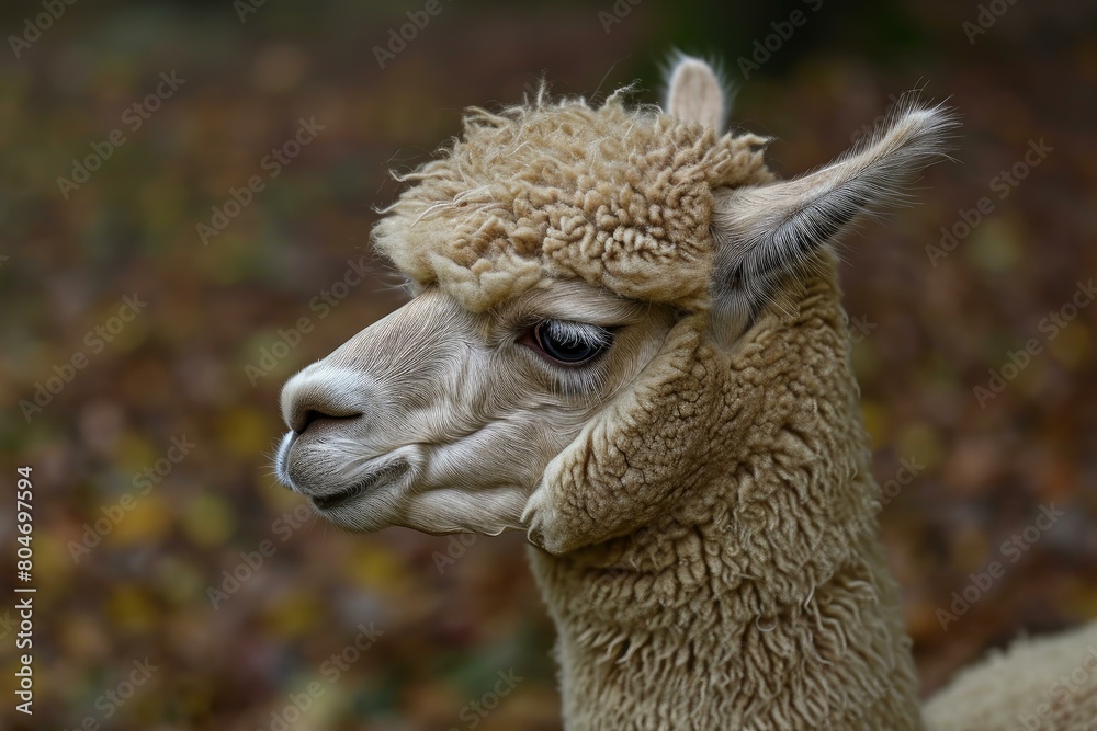 Obraz premium Exotic Alpaca domestic farm. Domestic animal. Generate Ai
