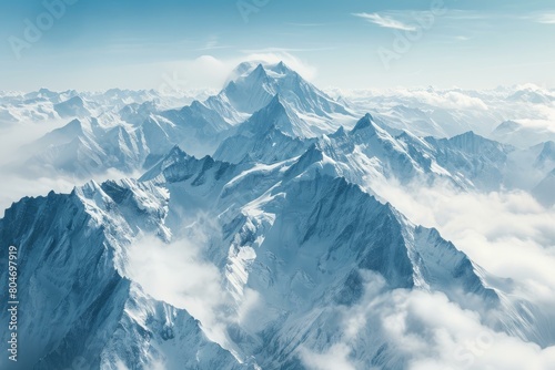 Rugged Alps landscape mountains valley. Sky tourism. Generate Ai