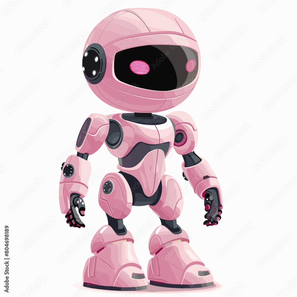 vector pink robot on a white background. Generative AI