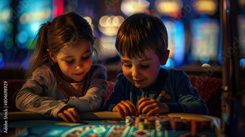 Two Kids love playing games. photo