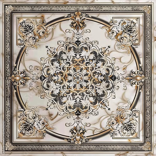 Lavish antique baroque, barocco ornate marble ceiling frame non linear reformation design. elaborate ceiling with intricate accents depicting classic elegance and architectural beauty