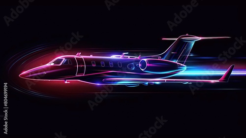 The neon light Bombardier Global 7500. The business jet that will take you anywhere in the world in style and comfort. photo