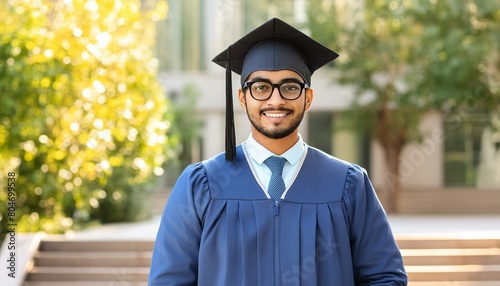 Indian Female Graduate - Celebrating Graduation from College or University - Wearing Graduation Attire - Graduation Hat and Robes - Succesfull Young Adult or Teenager Smiling and Happy