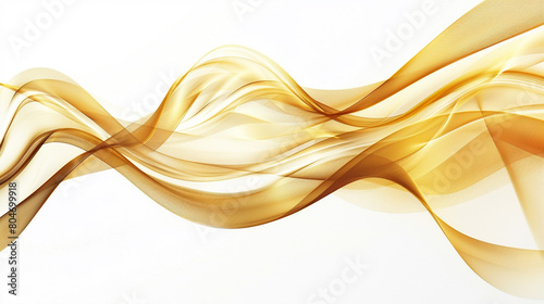 Harvest gold abstract waves flowing, sharply defined against a white background, HD quality. photo