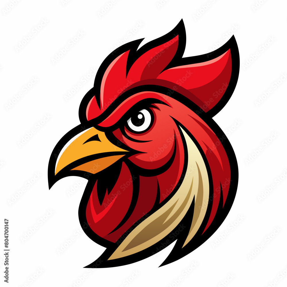 Rooster head logo vector, simple clean logo, Creative Logo Icon,  2d style,   vector icon, vector illustration