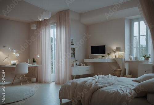 interior design beige delicate bedroom warm pastel room cozy pink soft office modern colors home