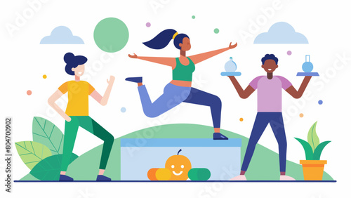 Our healthy movement class is all about finding the balance between challenging ourselves and listening to our bodies creating a sustainable and. Vector illustration