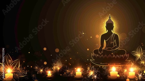 Celebration vesak wesak day design with Buddha silhouette vector. Shiny Vesak wesak day design background vector