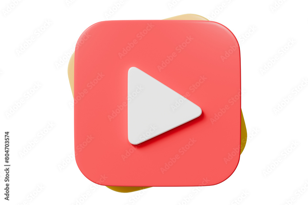 3d Realistic Playing videos button icon isolated on white background. Minimal red videos player icon. Playing video player entertainment concept, streaming videos concept. 3d render. 3d Realistic Playing videos button icon isolated on white background. Minimal red videos player icon. Playing video player entertainment concept, streaming videos concept. 3d render.