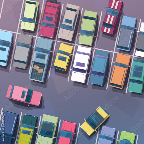 big parking area full of various vehicles