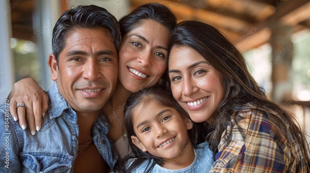  portrait of smiling Mexican family