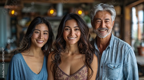 portrait of smiling Asian family