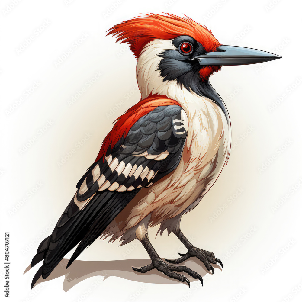 Fototapeta premium Watercolor Woodpecker vector, clipart Illustration, Generative Ai