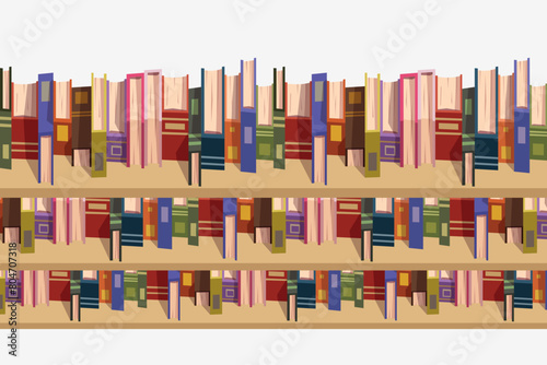 top view on book shelves on white