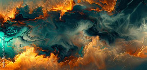 serene blend of turquoise and profound amber, ideal for an elegant abstract background photo