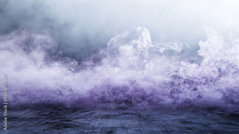 Soft lavender smoke against a deep charcoal grey floor.