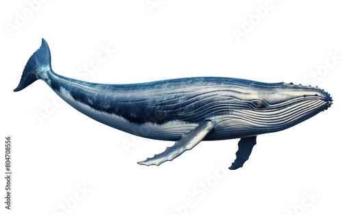 Magnificent Blue Whale Isolated On Transparent Background PNG.