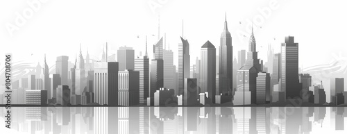 Stylized city skyline with skyscrapers and high-rise buildings no background elements for clarity Generative AI