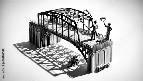 Bridge Maintenance Mastery: Construction Worker Painting