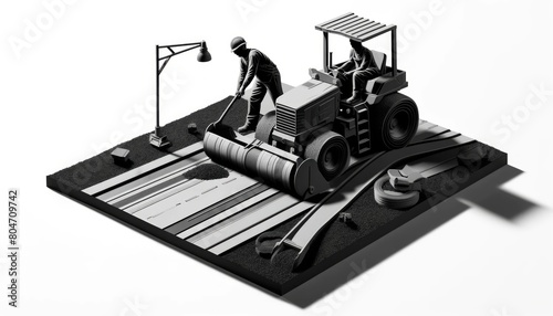 Road Construction Expertise: Worker Laying Asphalt