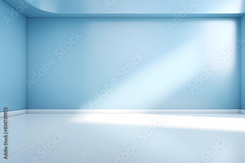 A Smooth Floor and Light Blue Wall with Captivating Light Glare Ideal Presentation Background 