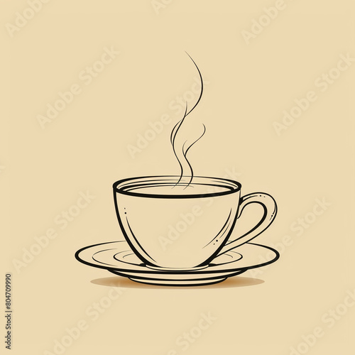 Classic simple coffee cup illustration with steam.