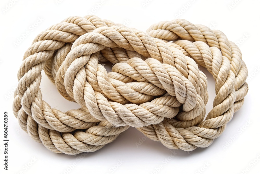 white natural rope twisted into a pile, isolated on a white background white natural rope twisted into a pile, isolated on a white background
