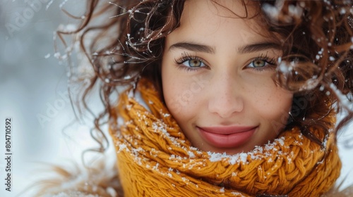Woman Wearing Scarf Around Neck