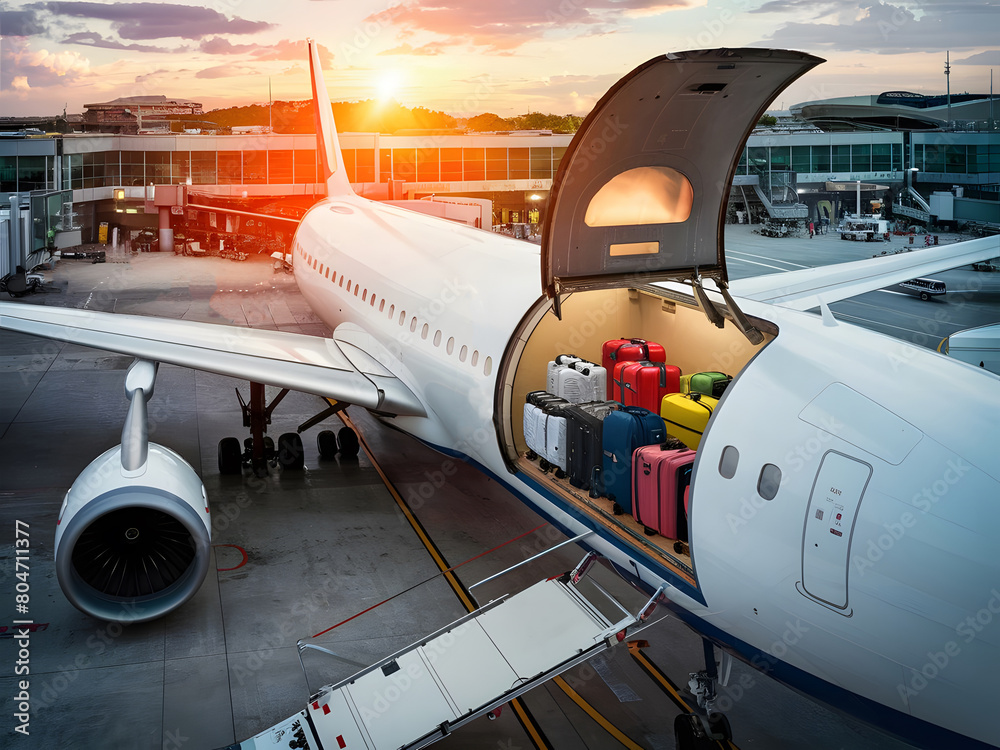 Fototapeta premium Maletas en el avión