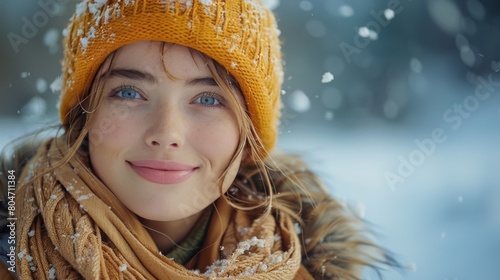 Woman Wearing Winter Hat and Scarf