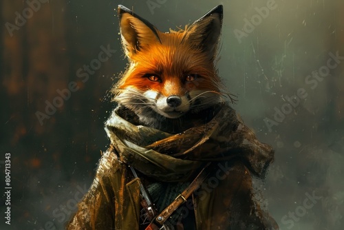 Articulate Anthropomorphic fox wearing noble. Wildlife animal dressed in aristocratic outfit. Generate ai