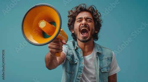 Man Holding Megaphone