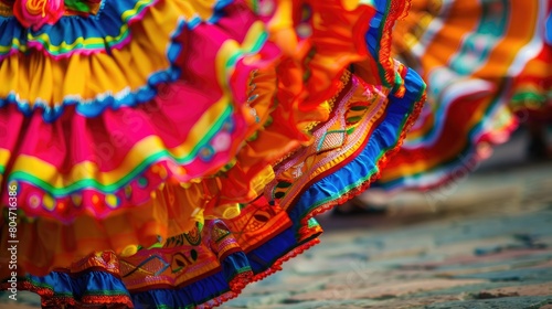 During traditional Mexican dances vibrant skirts swirl and twirl in the air © 2rogan