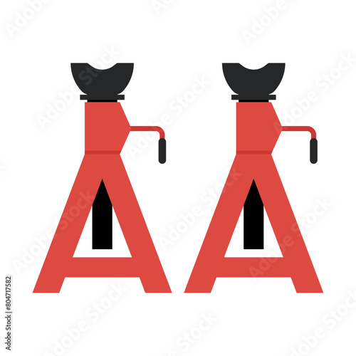 Jack Stands for Secure Automotive Maintenance and Reliable Vehicle Lifting, Vector Flat Illustration Design