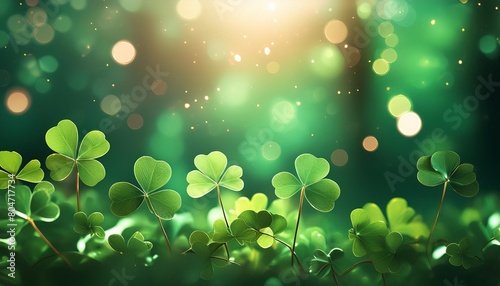 abstract colorful green background with clover leaves