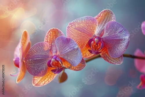 Exotic Orchids in Dreamy Watercolor  vibrant colors with a smooth gradient background.