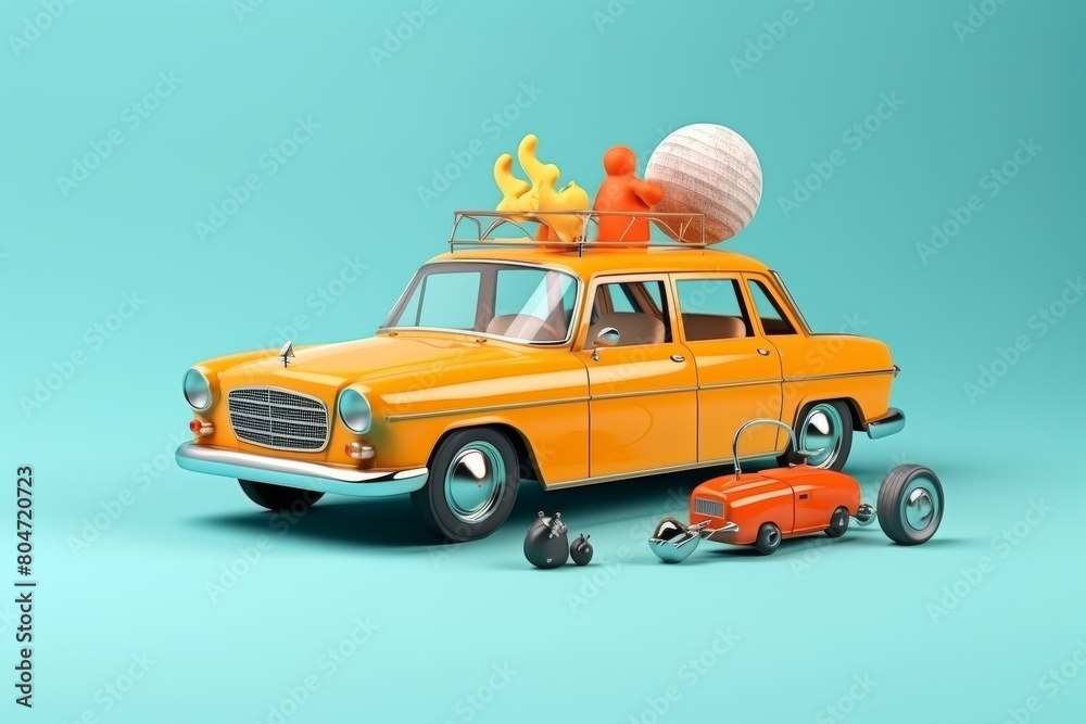 Toy Car With Surfboard on Top Toy Car With Surfboard on Top