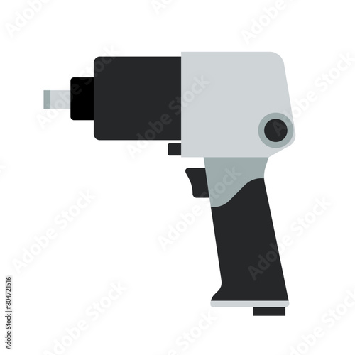 Impact Wrench for Efficient Automotive Repairs, Vector Flat Illustration Design
