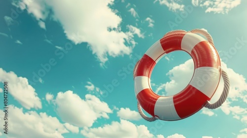 Red and White Life Saver, Lifebuoy. Summer Adventure, Travel Time Concept