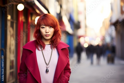 Red-Haired Woman Standing on Street