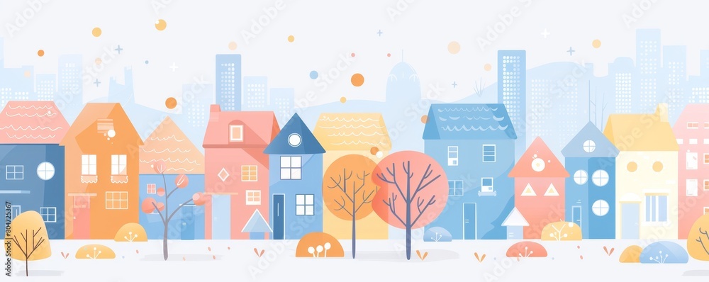 colorful city buildings, simple shapes and lines, minimalism, bold outlines, cute, simple design, simple background Generative AI colorful city buildings, simple shapes and lines, minimalism, bold outlines, cute, simple design, simple background Generative AI