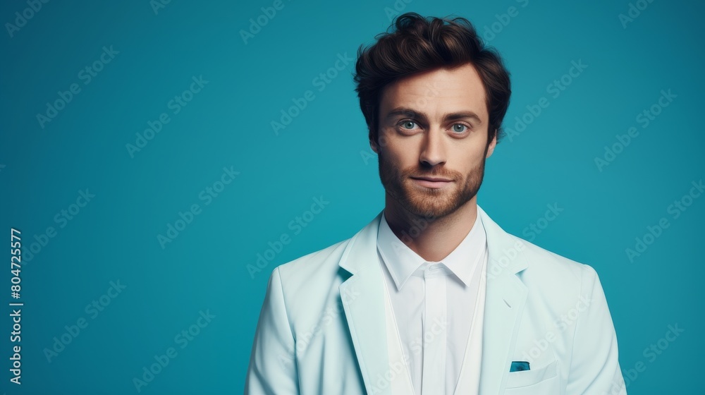 Stylish Man in White Suit Posing Stylish Man in White Suit Posing