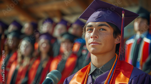 Young Man Wearing Graduation Cap and Gown